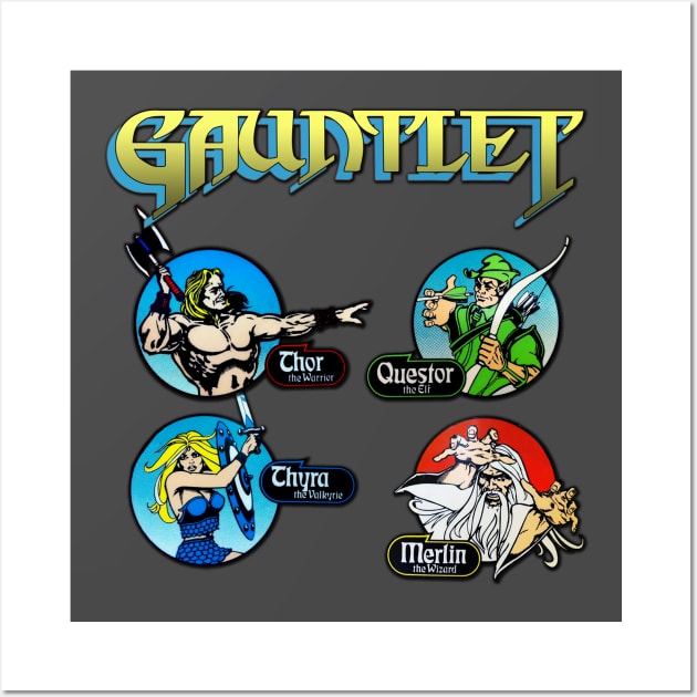 Gauntlet Old Arcade Logos Wall Art by BigOrangeShirtShop
